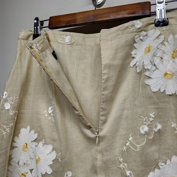 Persaman Petite Mini Skirt Women Size 8P Cream Floral Retro Girly Feminine - Picture 5 of 8